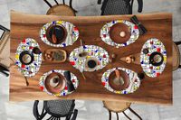 Merkloos Ovale Placemats - Mondriaan Design - 8 Stuks