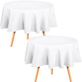 Utopia Kitchen Polyester Tafelkleed - 178 cm - Machinewasbaar Tafelkleed Voor Feesten, Evenementen, Bruiloften en Restaurants (Pack of 2, Wit)