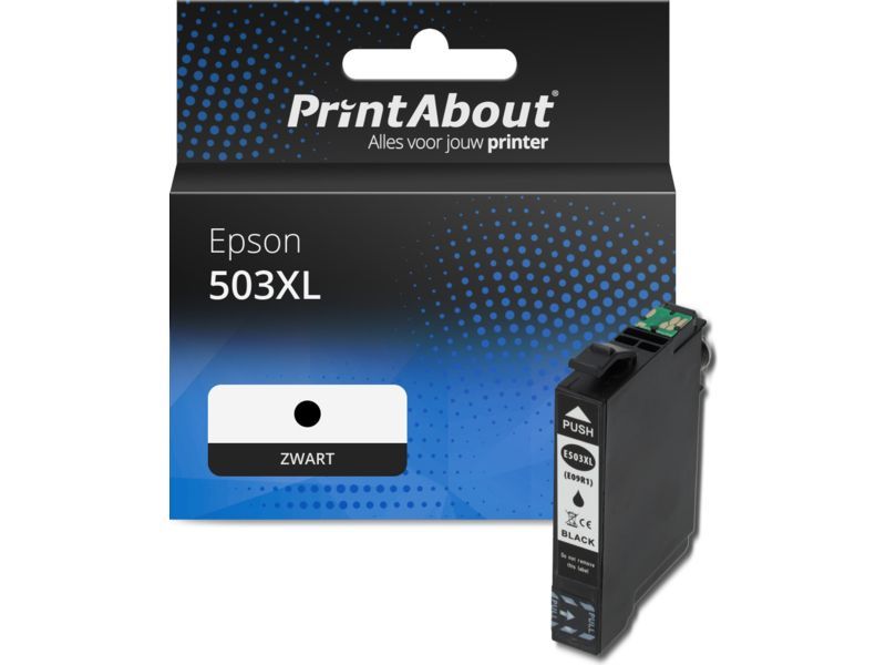 PrintAbout Inktcartridge 503XL (C13T09R14010) Zwart Hoge capaciteit geschikt voor Epson