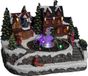 Feeric Lights & Christmas Kerstdorp tafereel - huisjes met fontein - led licht - 24 cm