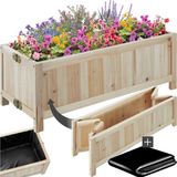 Tectake® Verhoogde Plantenbak Blomster - Bloembakken voor buiten Rechthoekig - Inclusief folie - Opvouwbare Houten Bloembak - Stabiel en Weerbestendig - 70 x 30 x 25 cm - Tuinbed voor Kruiden, Groenten en Bloemen