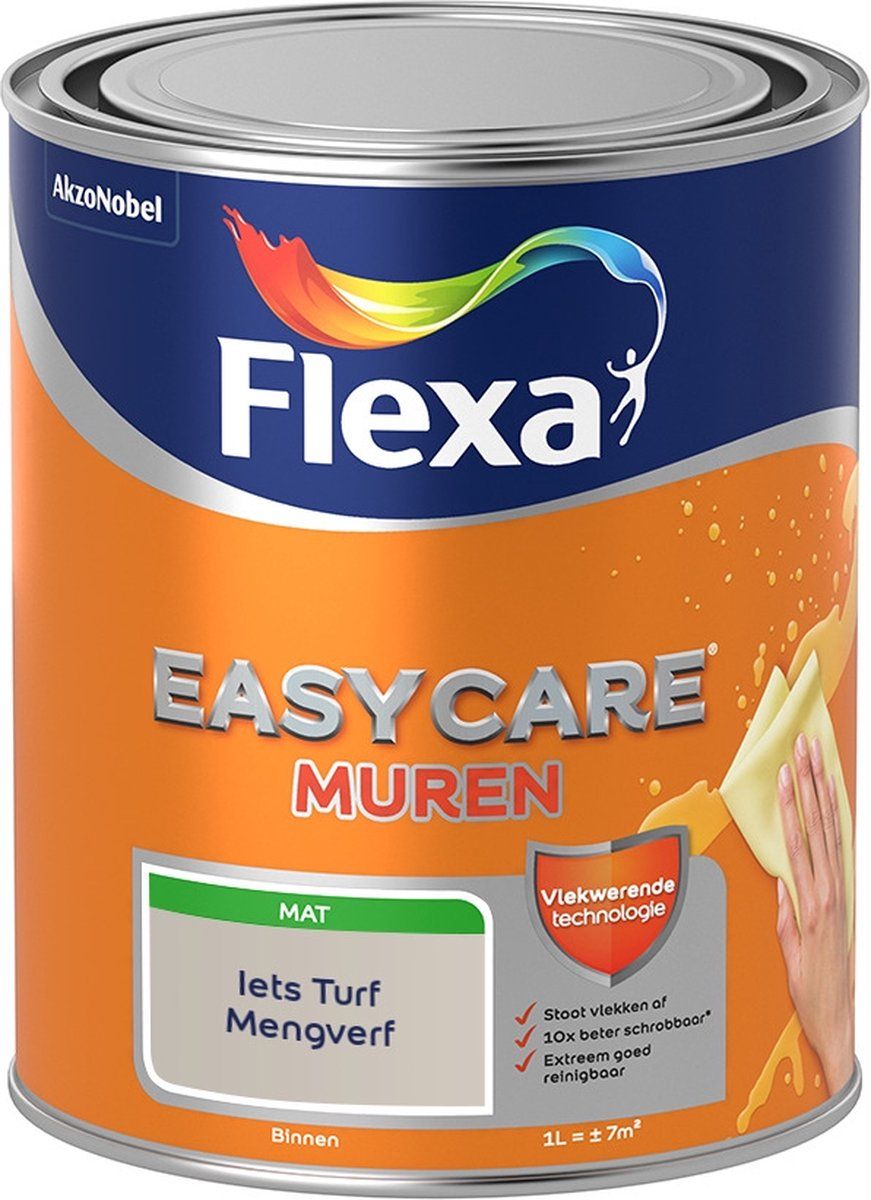 FLEXA Easycare Muurverf - Mat - Mengkleur - Iets Turf - 1 liter - 8711113232180