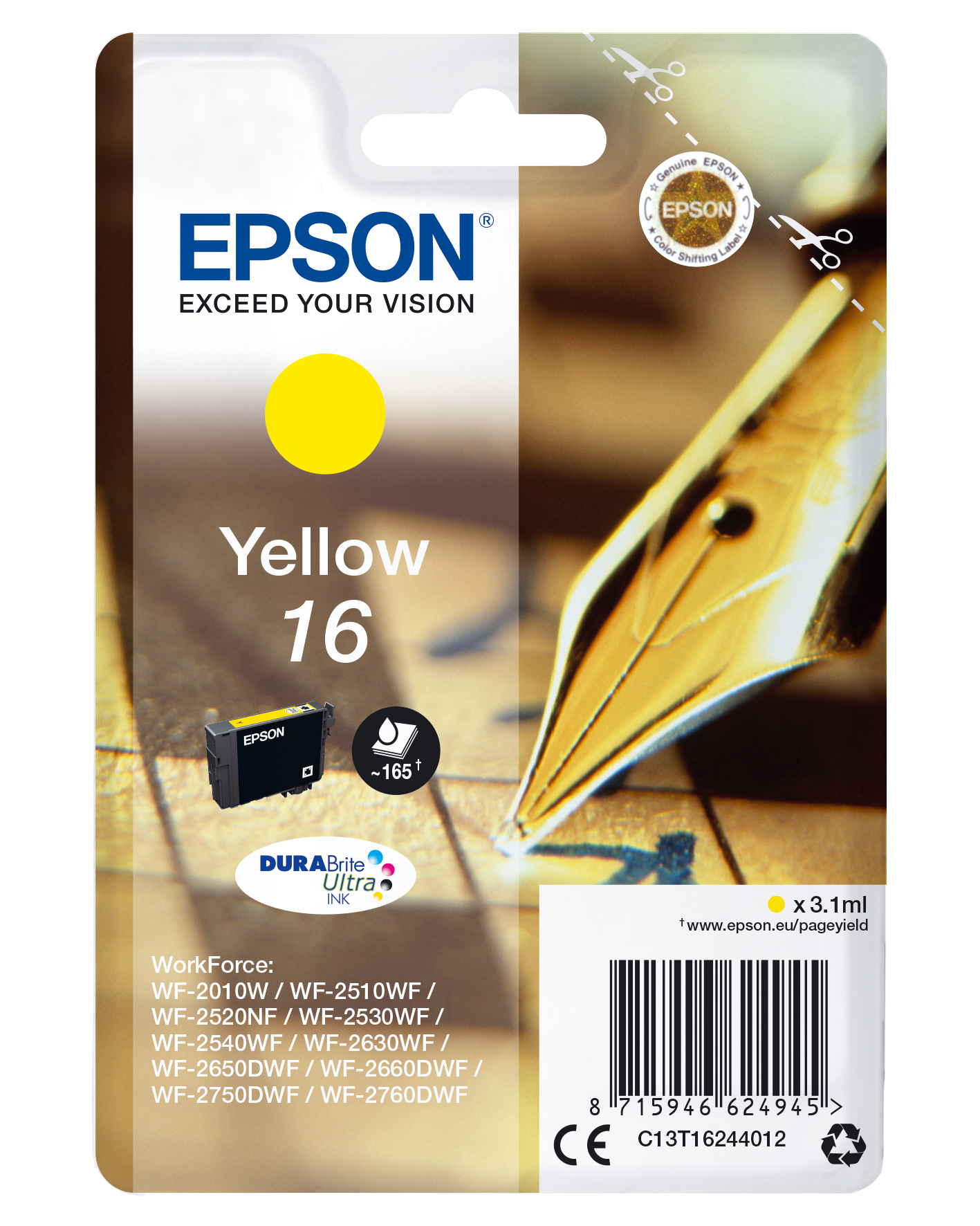 Epson Pen and crossword Singlepack Yellow 16 DURABrite Ultra Ink single pack / geel