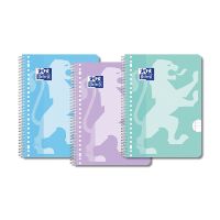 Oxford School collegeblok A4+ gelinieerd 90 grams 80 vel met spiraal 23-gaats pastel (3 stuks)