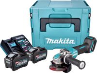 Makita GA 047 GT201 Accu haakse slijper 40 V max. 125 mm X-LOCK Brushless + 2x accu 5.0 Ah + lader + Makpac