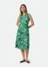 Comma Robe Émeraude Fleurie Coupe A-line Manches Longues Coton 42