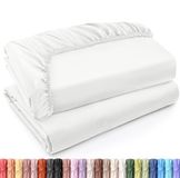 Utopia Bedding Queen Hoeslakens - Bulk pak van 2 onderlakens - Zachte geborstelde microvezel - diepe zakken - krimp- en vervagingsbestendig - Gemakkelijk te onderhouden (Queen, wit)