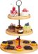 Merkloos Relaxdays serveertoren 3 laags - bamboe - metalen handvat - 36 x 28 cm