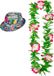 Merkloos Hawaii thema party verkleedset - Hoedje Tropical print - bloemenkrans roze mix - Tropical toppers - pour Adultes