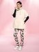 Heine Broek taupe / oudroze / zwart / wit