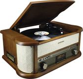 Soundmaster NR566BE Nostalgisch stereo muziekcenter met DAB+, bluetooth, platenspeler, CD en cassettespeler