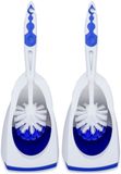 Buemag 2x stuks wc-borstel - toiletborstel met houder - blauw/wit - 41.5 cm - kunststof - toilet/garnituur