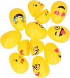 Merkloos / Sans marque Humbert Und Brandt Gmbh Emoticon Paaseieren om te vullen - 10x stuks - 6 cm - paaseitjes geel - Paasdecoratie
