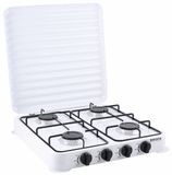 Brock Electronics 4-Pits Gaskookplaat – Camping Kooktoestel & Camping Kookstel – Draagbaar Gasfornuis voor Butaan en Propaan – Wit