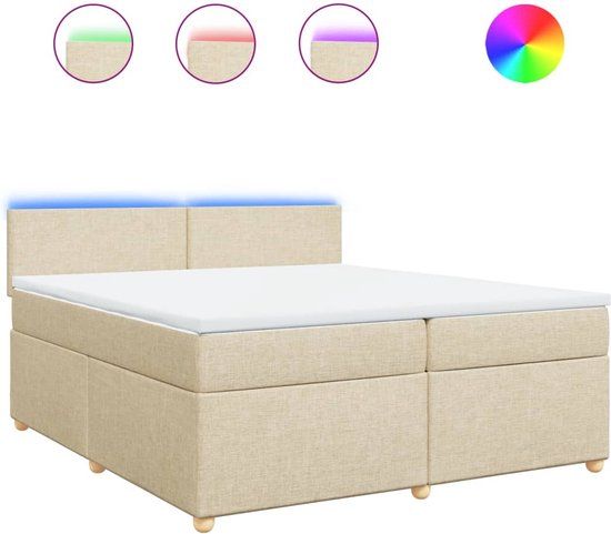 vidaXL Boxspring met matras stof crèmekleurig 200x200 cm