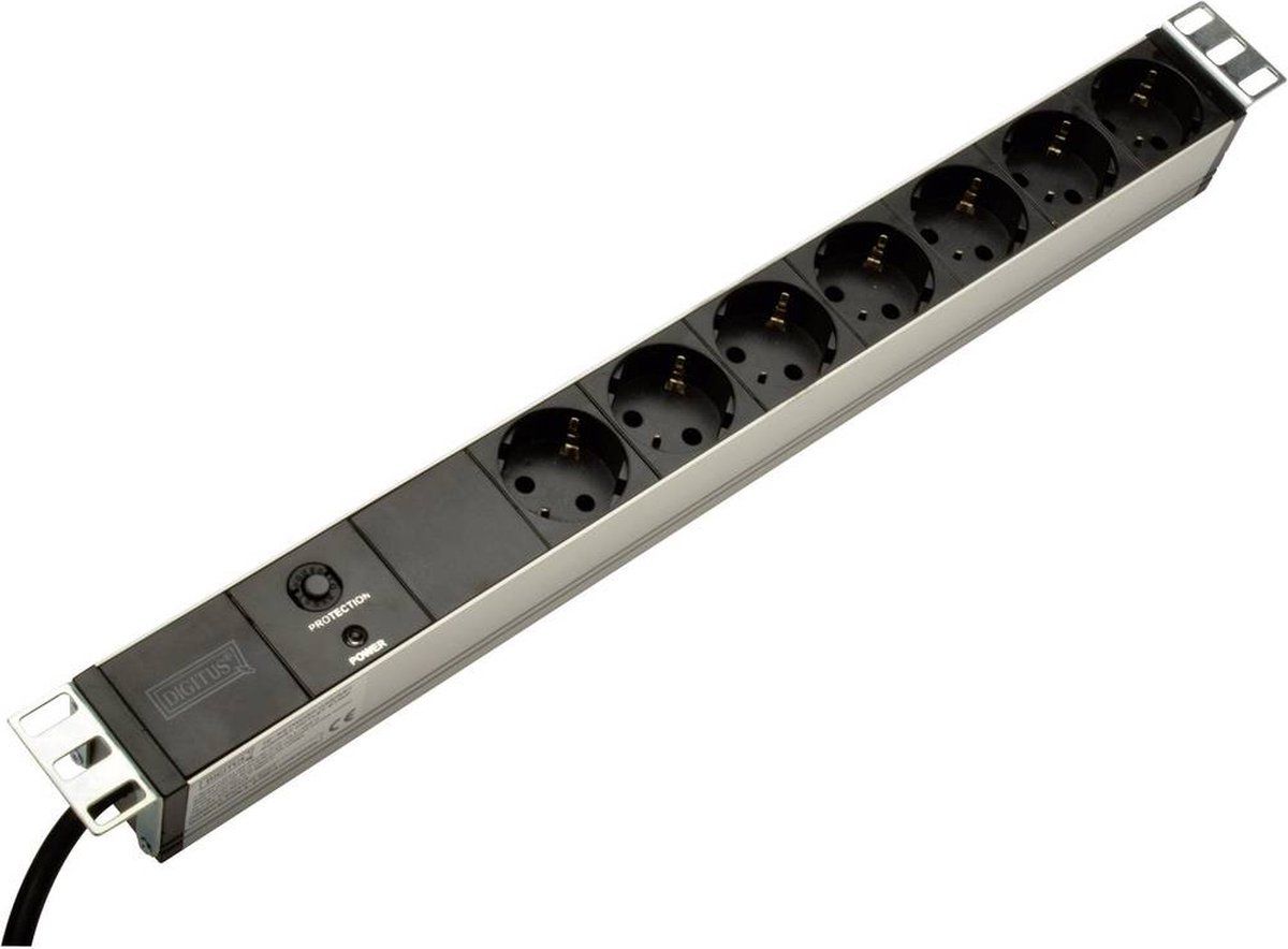 Digitus DN-19 PDU-7SO 19 inch Patchkast-stekkerdoos Geaarde contactdoos Overspanningsbescherming