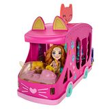 Enchantimals Glam Party, Camión de estilismos, Conjunto de Juego con muñeca y Accesorios, Incluye una Figura de Mascota Mejor Amiga, un Remolque y más, Regalos para niños y niñas +3años, HPB34