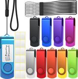 Uflatek 10 Pièces 16 Go USB 2.0 Clés USB Clé USB Pivotante Multicolore avec Indicateur LED