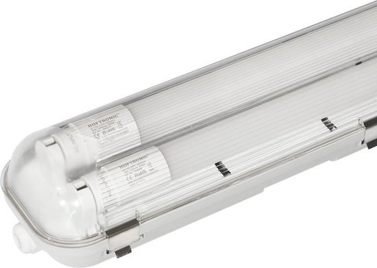 HOFTRONIC LED T8 TL Armatuur IP65 60 cm 6000K 9W 1980lm 110lm/W incl. flikkervrije LED buizen Koppelbaar