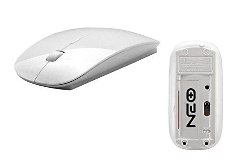 Neo Slanke draadloze mini optische muis met usb-ontvanger 2.4G voor laptops/desktop PC XP/Vista/Windows 7/Windows 10/Macintosh. Dubbelzijdig bord - witte kleur in glanzende afwerking. Ik ben UK verkoper!