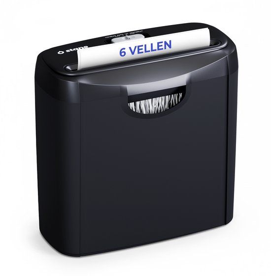 Stane Papierversnipperaar – Papiervernietiger voor Thuis en Kantoor – Shredder Vernietigt Creditcard - Versnipper 6 A4 Vellen in 1 Keer – 10L OpvangBak - Zwart