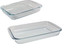 Merkloos Ovenschalen - 2 stuks - Glas - Rechthoekig - 1,6 en 3 liter