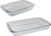 Merkloos Ovenschalen - 2 stuks - Glas - Rechthoekig - 1,6 en 3 liter