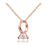LGT JWLS Lookinggoodtoday Rose kleurige Dames Ketting Ring met Zirkonia Edelstaal