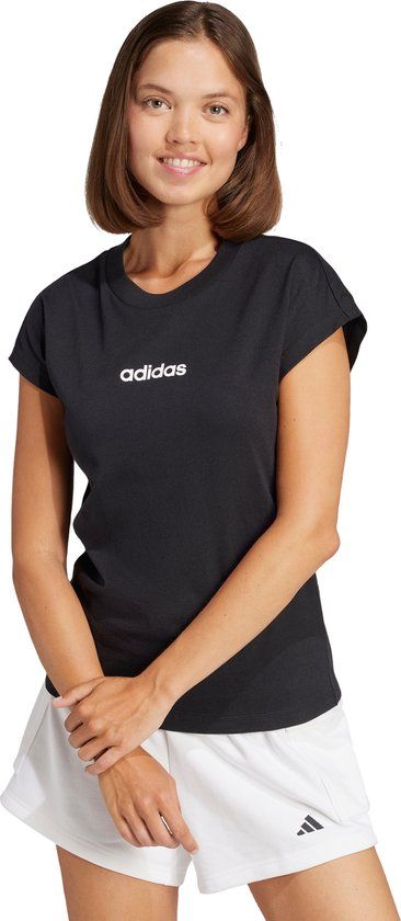 Adidas Sportswear Essentials Linear Katoenen T-Shirt - Dames - Zwart