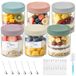 Bocaux Bocaux en verre avec couvercle - Lot de 6 - 480 ml - Pot à petit-déjeuner avec cuillère - Transparent