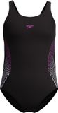 Speedo Placement Muscleback Meisjes Sportbadpak - Zwart/Roze