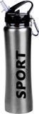 Concorde Iberica Sport Bidon drinkfles/waterfles Sport print zilver 600 Ml van Aluminium met karabijnhaak