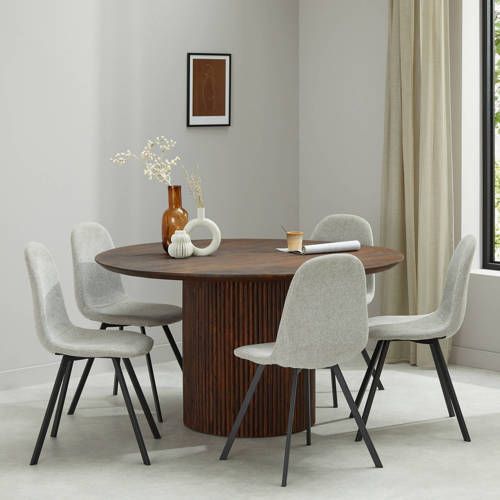 Eetkamertafel Jaime (ø140 cm) - bruin - 8719542570415