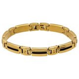 Lucardi - Heren Stainless steel goldplated herenschakelarmband - Armband - Staal - Goudkleurig - 21 cm