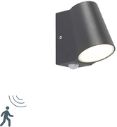 QAZQA Moderne buitenwandlamp donkergrijs met bewegingsmelder incl. LED - Uma