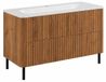 3xE living Armoire de salle de bain 100, chêne artisanal, avec lavabo, pieds noirs, 100,7 x 44,4 x 64,9 cm