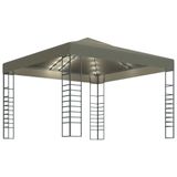 VidaXL Tuinpaviljoen met LED-lichtslinger 3x3 m taupe