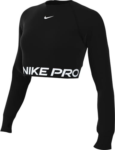 Nike Dames Top Pro Df 365 Crop Ls, Black/White, FV5484-010, 2XL