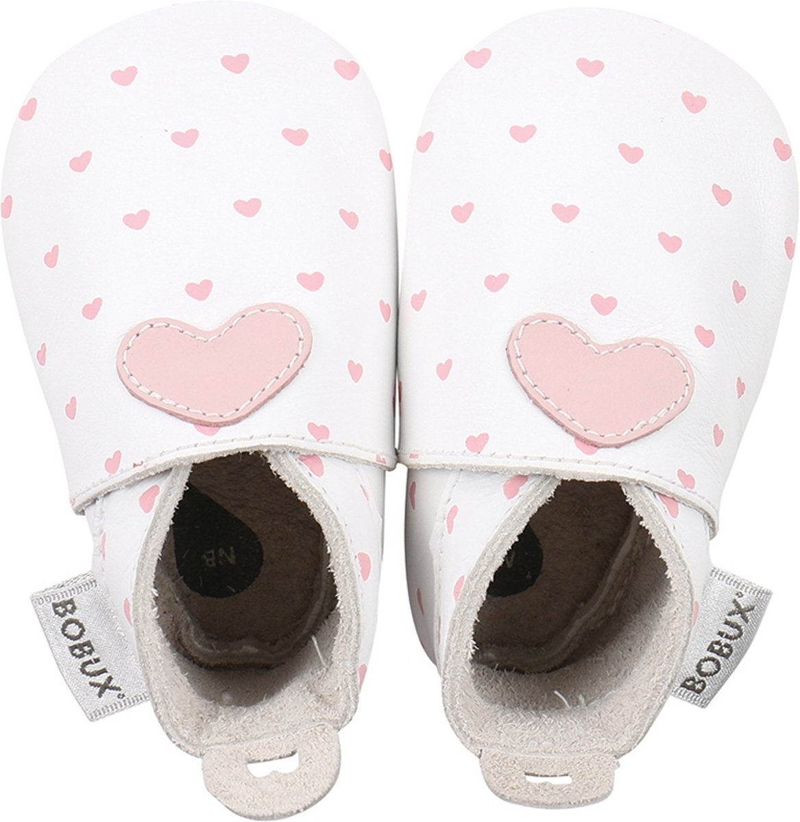 Bobux babyslofjes white with blossom hearts print - maat 16