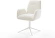 DELIFE Chaise de salle à manger Zoa-Flex pied croisé bouclé blanc beige doux pivotant à 360° fonction basculante noyau à ressorts ensachés