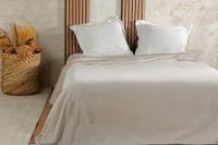 LINDER Sprei van fluweel, wafelpatroon, 180 x 240 cm, ivoorkleurig