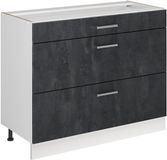 Vicco Keukenonderkast R-Line, Zwart beton/Wit, 100 cm zonder werkblad