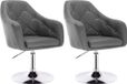 Set de deux tabourets de bar en similicuir, hauteur réglable, gris, 40 x 47 x 41 cm