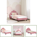 Lit en velours rose 80 x 160 cm