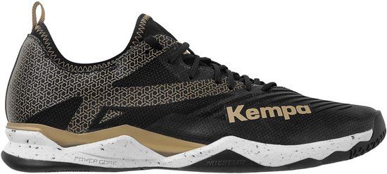 Kempa Wing Lite 2.0 Glory Heren Handbalschoenen Zwart/Wit/Goud Maat 41