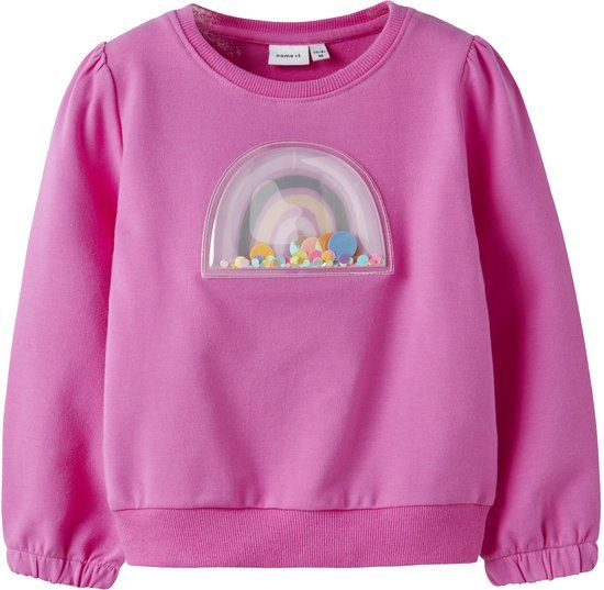 NAME IT NMFDOTTANA LS SWEAT UNB Meisjes Sweater Lange Mouw Katoen Elastaan Strawberry Moon Printopdruk Maat 92