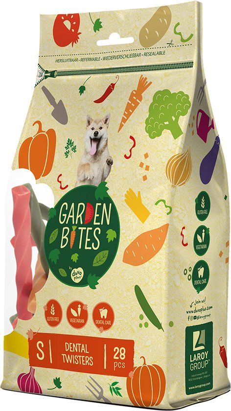 Duvo+ Garden Bites Dental Twisters Hondensnack Glutenvrij - S - 28 stuks