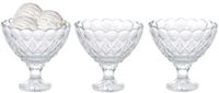Excellent Houseware coupes à glace / coupelles à dessert sur pied - set de 3 pièces - verre - 200 ml - transparent