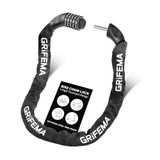GRIFEMA GAK1201-9 Fietsslot, diefstalbeveiliging, kettingslot met 5-cijferige combinatie, voor fietsen, motorfietsen, scooters, 90 cm, zwart