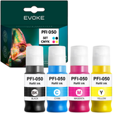 Evoke Compatible Ink for Canon Pfi-050 4X CMYK: Black, Cyan, Magenta, Yellow, 280ml, 26,000 Pages, Imageprograf Tc-20 Tc-20M